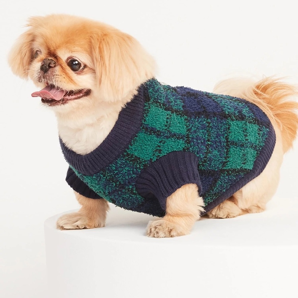 NWT plaid dog sweater